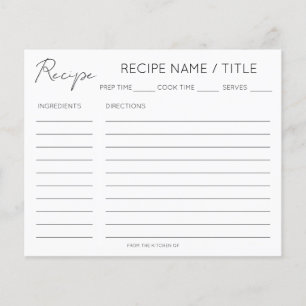 Carte de recette minimaliste moderne
