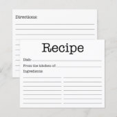 Carte de recette moderne (Devant / Derrière)