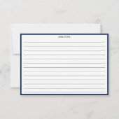 Carte de recette moderne simple bleu marine (Dos)