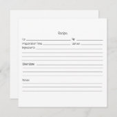 Carte de recette modifiable. Personnaliser avec ph (Devant / Derrière)