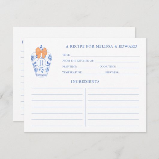 Carte de recette Monogramme Fête des mariées Autom (Devant / Derrière)