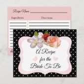 Carte de recette noire et Rose Gold Blush Rose (Devant / Derrière)