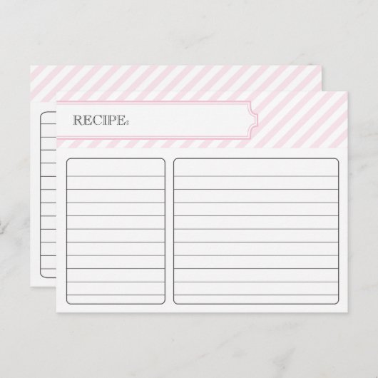 Carte de recette nuptiale - rose (Devant / Derrière)