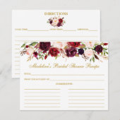 Carte de recette or Fête des mariées florale Bourg (Devant / Derrière)