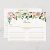 Carte de recette or rose blanc Floral Douche (Devant / Derrière)