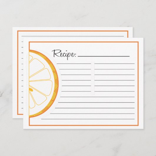Carte de recette orange (Devant / Derrière)