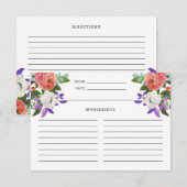 Carte de recette Peach Purple Mint Green Floral Bl (Devant / Derrière)