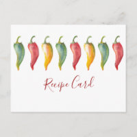 Carte de recette Peppers Chili Watercolor