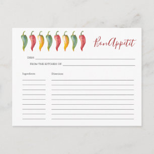 Carte de recette Peppers Chili Watercolor