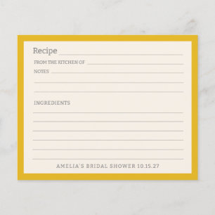 Carte de recette personnalisée à bordure jaune sim