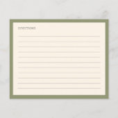Carte de recette personnalisée à bordure verte de (Dos)