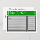 Carte de recette personnalisée Accents verts (Devant / Derrière)