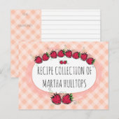 Carte de recette personnalisée aux fraises Doodle (Devant / Derrière)