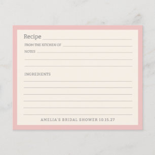Carte de recette personnalisée avec bordure rose c