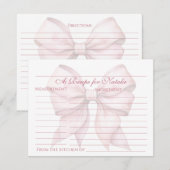 Carte de recette personnalisée avec nœud rose pour (Devant / Derrière)