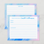 Carte de recette personnalisée bleue et rose Abstr (Devant / Derrière)