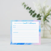 Carte de recette personnalisée bleue et rose Abstr (Debout devant)