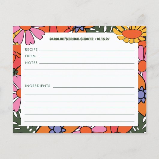 Carte de recette personnalisée Boho Super Floral S (Devant)
