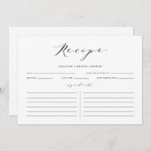 Carte de recette personnalisée de script minimalis (Devant / Derrière)