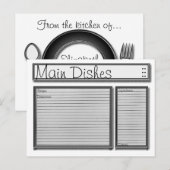 Carte de recette personnalisée noire et blanche (Devant / Derrière)