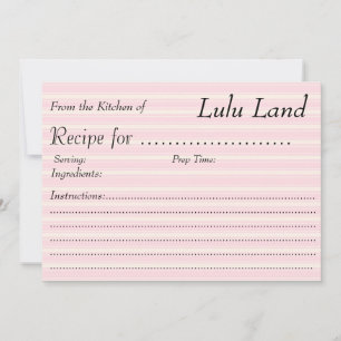 Carte de recette personnalisée rose