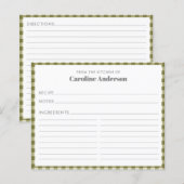 Carte de recette Plaid Vert de la cuisine d'olive (Devant / Derrière)