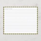 Carte de recette Plaid Vert de la cuisine d'olive (Dos)