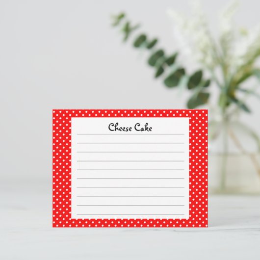 Carte de recette point rouge (Debout devant)