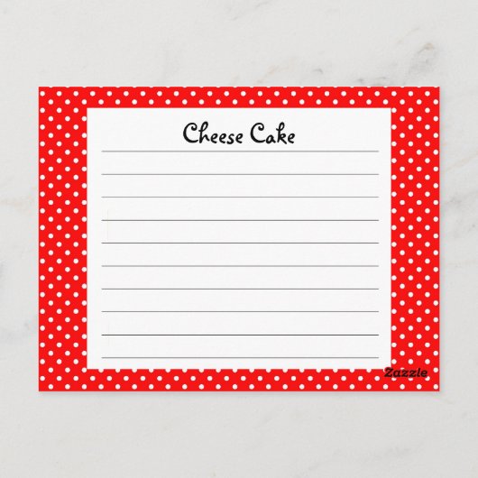 Carte de recette point rouge (Dos)