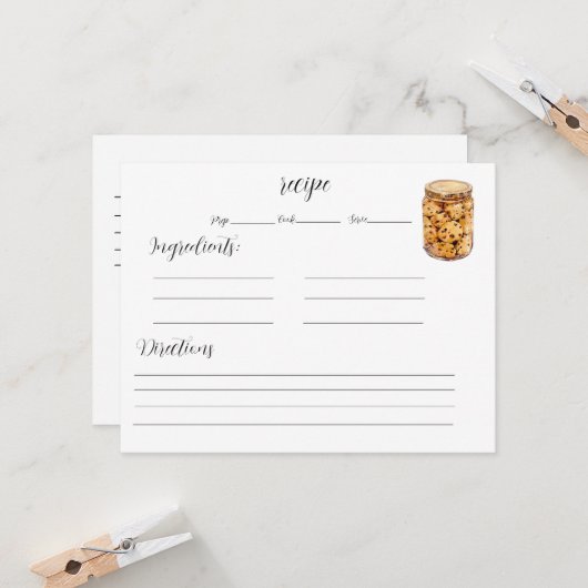 Carte de recette pour cookies (Devant/Arrière en situation)