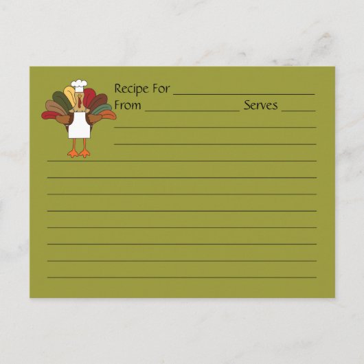 Carte de recette pour cuisinier dinde extra grande (Devant)