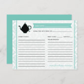 Carte de recette pour la cuisine nuptiale de thé P (Devant / Derrière)