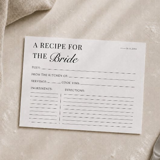 Carte de recette pour la douche de mariée Moderne
