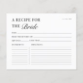 Carte de recette pour la douche de mariée Moderne (Devant)