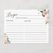 Carte de recette pour la mariée Blush Pink Floral (Devant)
