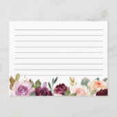 Carte de recette pour la mariée Plum Purple Floral (Dos)