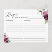 Carte de recette pour la mariée Plum Purple Floral (Devant)