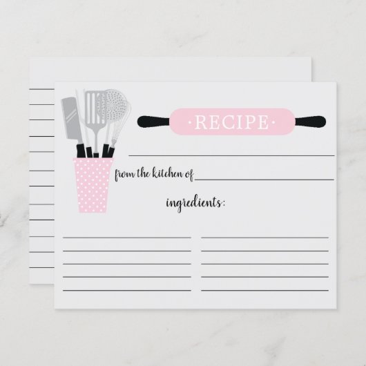 Carte de recette pour les outils de cuisine de la  (Devant / Derrière)