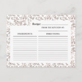 Carte de recette pour mariée en cuivre tranché rus (Dos)