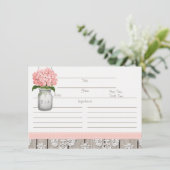 Carte de recette pour pot Mason d'hortensia rose c (Debout devant)