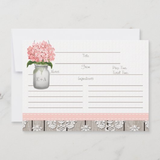Carte de recette pour pot Mason d'hortensia rose c (Devant)