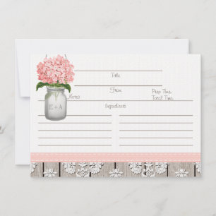 Carte de recette pour pot Mason d'hortensia rose c