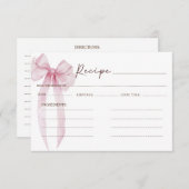 Carte de recette pour une Baby Shower Rose (Devant / Derrière)