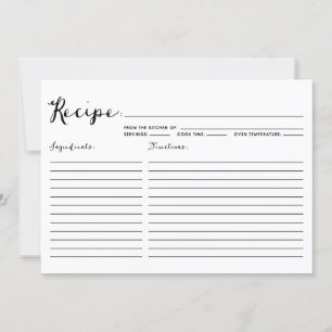 Carte de recette rayée de calligraphie moderne noi