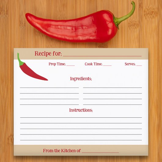 Carte de recette Red Chili Pepper