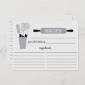 Carte de recette Retro Gris Rolling Pin Outils de  (Devant / Derrière)