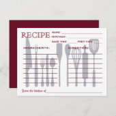 Carte de recette rétro Outils de cuisine rayés (Devant / Derrière)