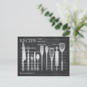 Carte de recette rétro Outils de cuisine rayés (Debout devant)