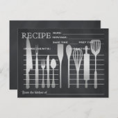 Carte de recette rétro Outils de cuisine rayés (Devant / Derrière)