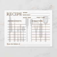 Carte de recette rétro Outils de cuisine rayés
